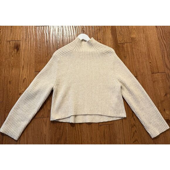 H&M cream ribbed high neck sweater size xs Cabin Core - Picture 7 of 10
